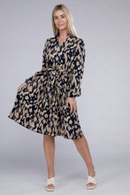 Load image into Gallery viewer, Allover Print Pleated Belted Dress
