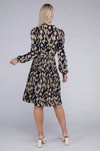 Load image into Gallery viewer, Allover Print Pleated Belted Dress
