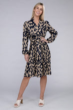 Load image into Gallery viewer, Allover Print Pleated Belted Dress
