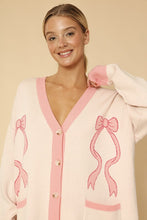 Load image into Gallery viewer, Varsity knit bow cardigan
