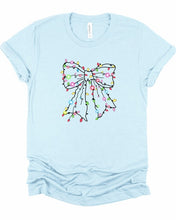Load image into Gallery viewer, Christmas Bow Lights Holiday Graphic Tee
