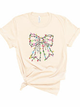 Load image into Gallery viewer, Christmas Bow Lights Holiday Graphic Tee
