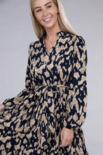 Load image into Gallery viewer, Allover Print Pleated Belted Dress
