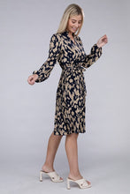 Load image into Gallery viewer, Allover Print Pleated Belted Dress

